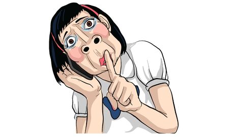 Emotions face of woman action cartoon, vectorのイラスト素材