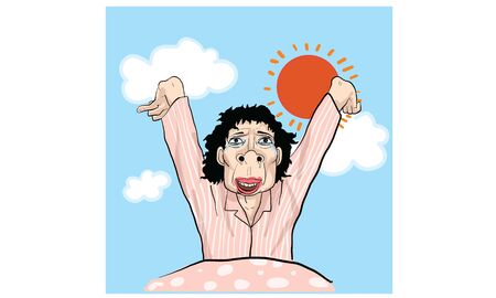 Emotions face of woman action cartoon, vectorのイラスト素材