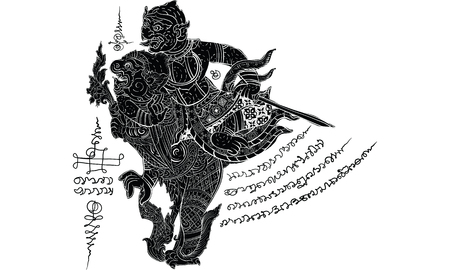 Thai traditional tattoo, Thai traditional painting in temple vectorのイラスト素材