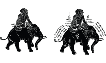 Thai traditional tattoo, Thai traditional painting in temple vectorのイラスト素材