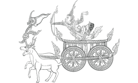 Thai traditional painting, tattoo, cracked colour paintingのイラスト素材