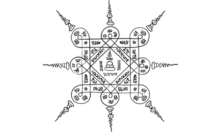 Thai traditional painting, tattoo, cracked colour paintingのイラスト素材