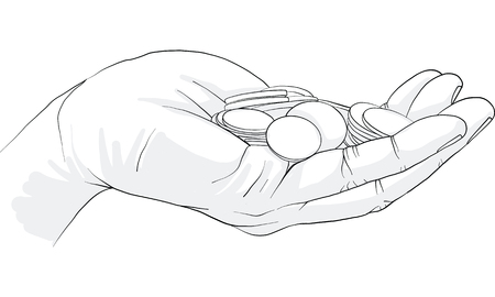 hand holding gold coin vectorのイラスト素材