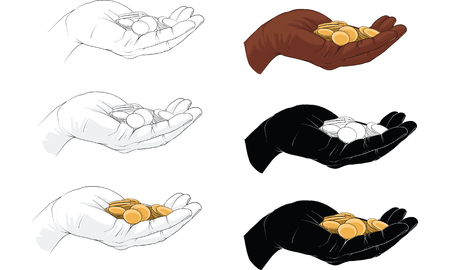 hand holding gold coin vectorのイラスト素材