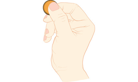 hand holding gold coins vectorのイラスト素材