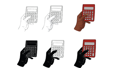 hand holding calculater, vectorのイラスト素材