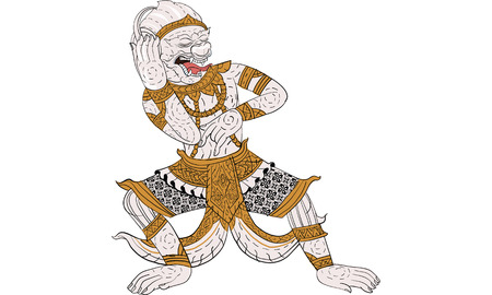 Thai traditional tattoo, Thai traditional painting in temple vectorのイラスト素材