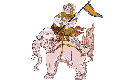 Elephant in Thai traditional tattooのイラスト素材