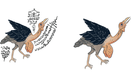 condor in Thai tradition painting,Thai tattoo, vectorのイラスト素材