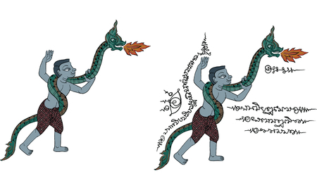 Thai tradition painting,Thai tattoo, vectorのイラスト素材