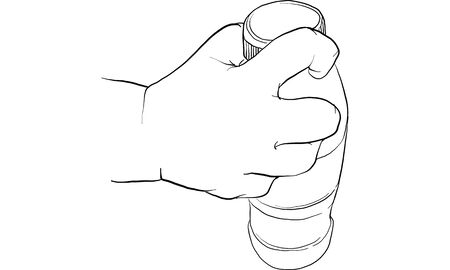 kid hand holding bottle of water, hand activity vectorのイラスト素材