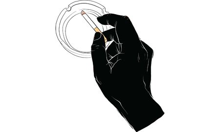 hand holding cigarette, hand activity, vectorのイラスト素材