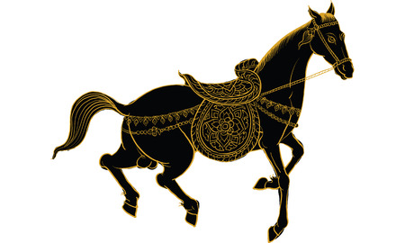 horse in Thai tradition painting,Thai tattoo, vectorのイラスト素材