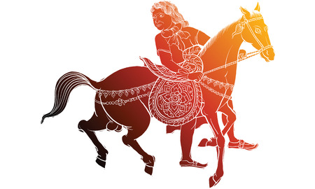 horse in Thai tradition painting,Thai tattoo, vectorのイラスト素材