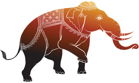 elephant in Thai traditional painting vectorのイラスト素材