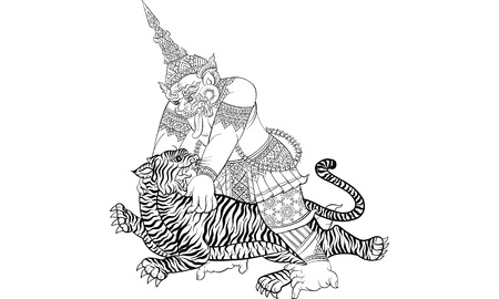 Thai traditional tattoo, Thai traditional painting in temple, vectorのイラスト素材