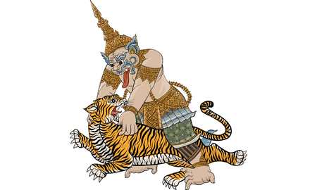 Thai traditional tattoo, Thai traditional painting in temple, vectorのイラスト素材