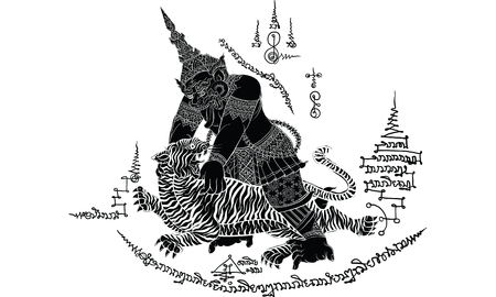 Thai traditional tattoo, Thai traditional painting in temple, vectorのイラスト素材