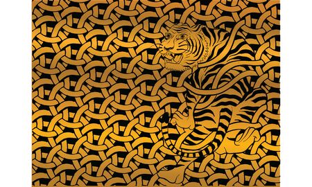 tiger in Thai tradition style,Thai tattoo, vectorのイラスト素材