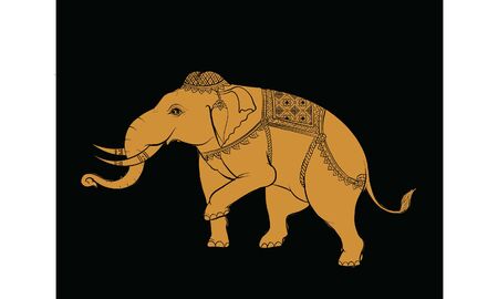 elephant in Thai traditional painting vectorのイラスト素材