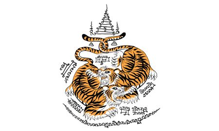 animal in Thai traditional tattoo, Thai traditional painting in temple, vectorのイラスト素材