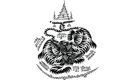 animal in Thai traditional tattoo, Thai traditional painting in temple, vectorのイラスト素材