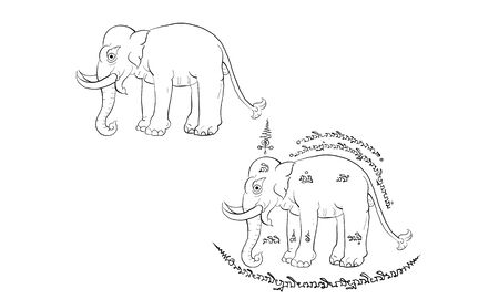 Thai traditional tattoo, Thai traditional painting in temple, vectorのイラスト素材