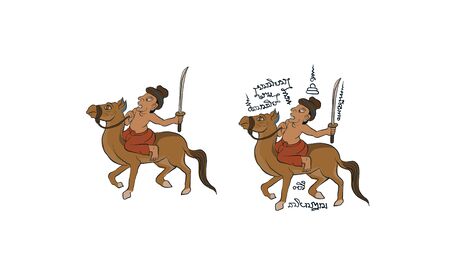 Thai traditional tattoo, Thai traditional painting in temple, vectorのイラスト素材