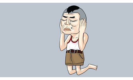 man close his ears with his handsのイラスト素材