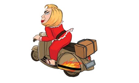 woman action drawing, doodle drawing vectorのイラスト素材