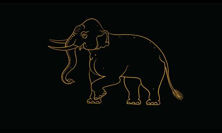 elephant in Thai traditional painting vectorのイラスト素材