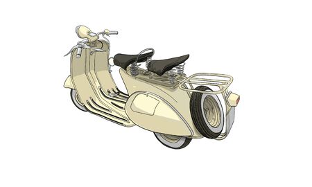 Motorcycle and vehicle, vintage scooter, vectorのイラスト素材