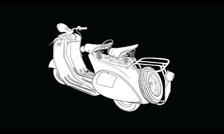 Motorcycle and vehicle, vintage scooter, vectorのイラスト素材
