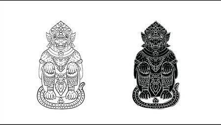 Hanuman, Thai traditional backdrop, Thai traditional painting in temple, vectorのイラスト素材
