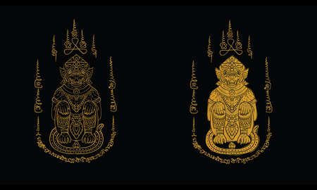 Animal in Thai traditional tattoo, Thai traditional painting in temple, vectorのイラスト素材