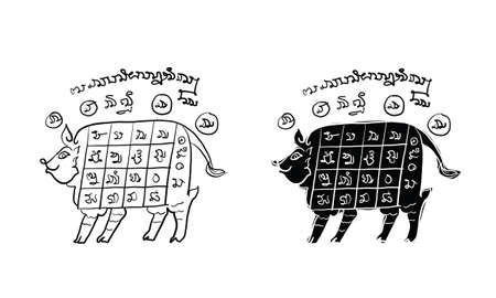 Animal in Thai traditional tattoo, Thai traditional painting in temple, vectorのイラスト素材