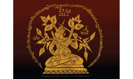 man in Thai traditional painting, vectorのイラスト素材