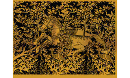 horse in Thai traditional painting vectorのイラスト素材