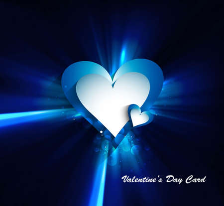 Valentines day blue bright colorful shiny rays heart vector illustrationのイラスト素材