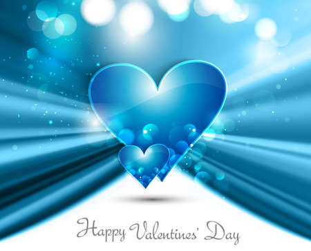 Blue Valentines day heart on wave fantastic love backgroundのイラスト素材