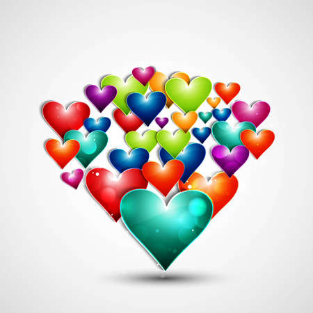 Rainbow colorful valentines day hearts love design vectorのイラスト素材