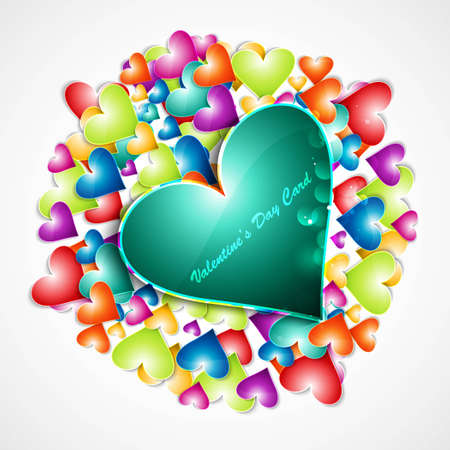 Rainbow colorful valentines day hearts love card vector illustrationのイラスト素材