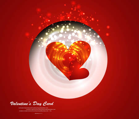 Heart Valentines Day red background fantastic card design vectorのイラスト素材