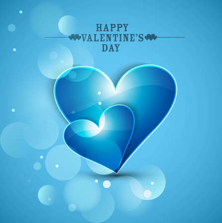 Valentines day blue heart greeting card colorful background vectorのイラスト素材
