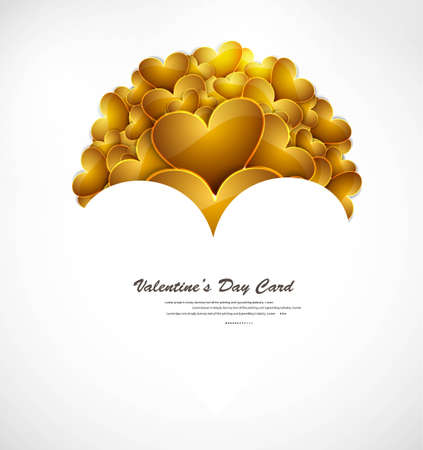 Valentines day shiny golden hearts vector illustrationのイラスト素材