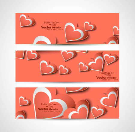 Valentine's Day colorful hearts website header or banner set vectorのイラスト素材