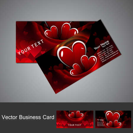 Valentine's Day colorful heart business card set background vectorのイラスト素材