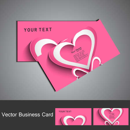 Shiny pink colorful heart business card set designのイラスト素材