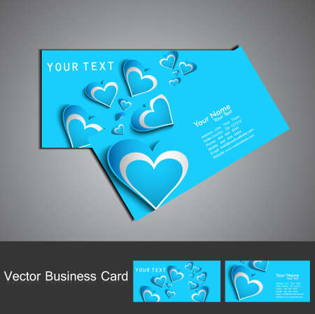 Shiny blue colorful heart business card set vector backgroundのイラスト素材