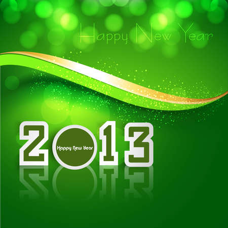 New year shiny reflection 2013 bright green wave colorful background のイラスト素材